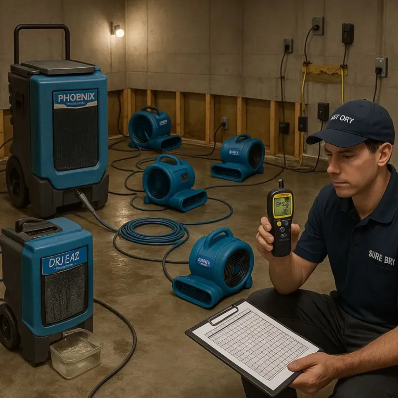 Structural Drying and Dehumidification process in Stanley, ND